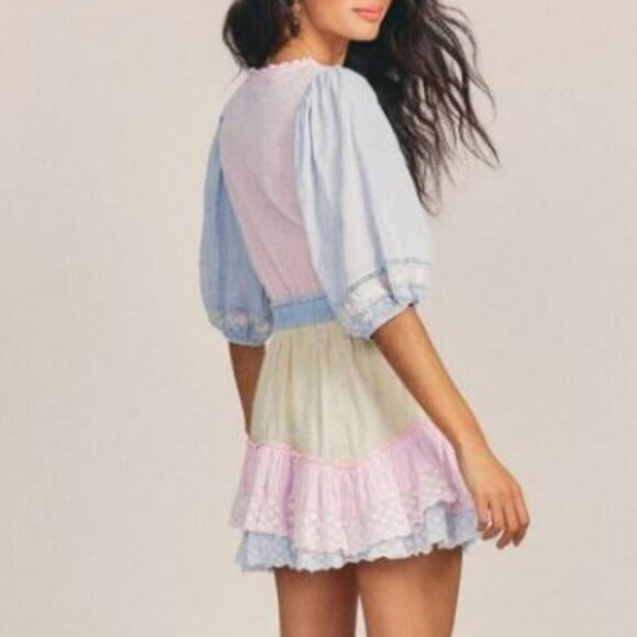 LoveShackFancy Adley Ruffle Ambrosia Garden Mini Dress Sz Med MSRP $385 - Picture 4 of 13